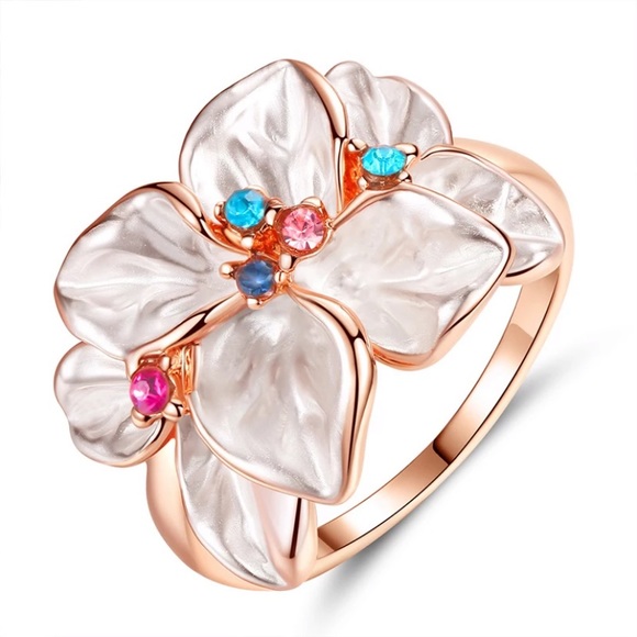 Crystal Flower Zircon Rings  Rose Gold - Picture 7 of 7